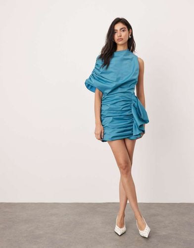 Vestito midi strutturato e arricciato blu - ASOS EDITION - Modalova