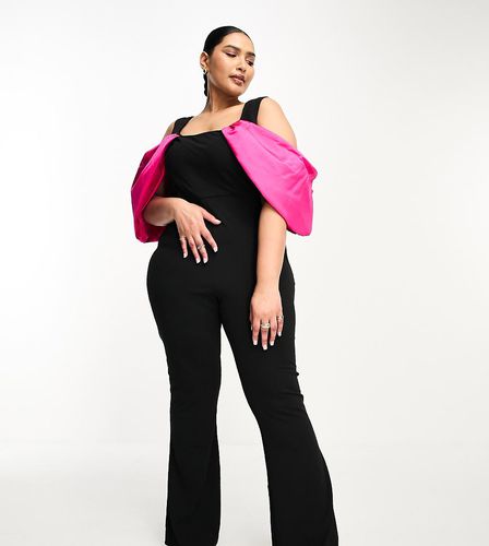 Curve - Tuta jumpsuit a zampa nera con maniche voluminose a contrasto - ASOS LUXE - Modalova