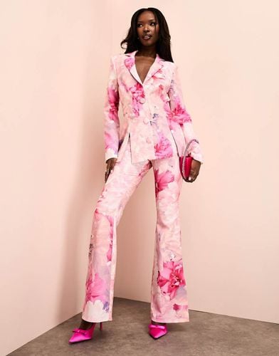 Pantaloni da abito rosa con stampa floreale in coordinato - ASOS LUXE - Modalova