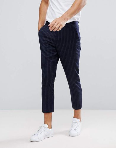 ASOS - Pantaloni da abito stretti in fondo in misto lana gessato - ASOS DESIGN - Modalova