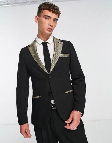 Giacca da abito nera con rever a contrasto oro - Bolongaro Trevor - Modalova