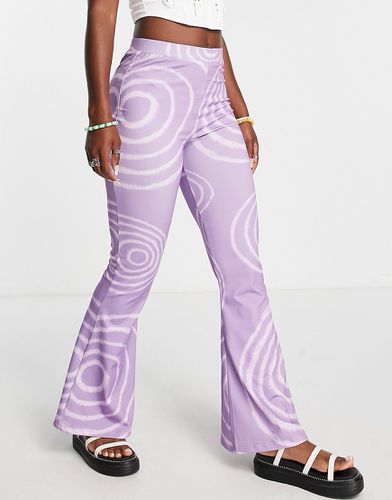 Pantaloni elasticizzati a zampa lilla in coordinato - Bolongaro Trevor - Modalova