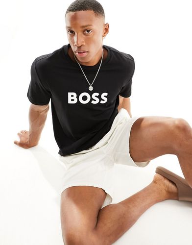 T-shirt da mare nera con logo - BOSS Bodywear - Modalova