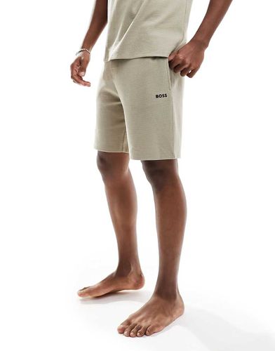 Pantaloncini beige a nido d'ape in coordinato - BOSS Bodywear - Modalova