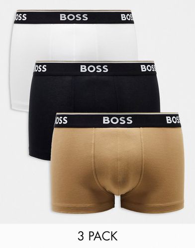 Power - Confezione da 3 paia di boxer aderenti nero, bianco e beige - BOSS Bodywear - Modalova
