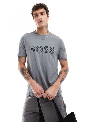 BOSS GRWY - Tee 1 - T-shirt grigia con logo nero - BOSS Green - Modalova