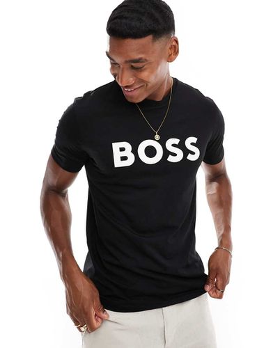 Thinking - T-shirt nera con stampa del logo - BOSS Orange - Modalova