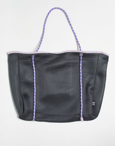 Borsa shopping oversize in rete nera con cinghie in corda lilla - Basic Pleasure Mode - Modalova