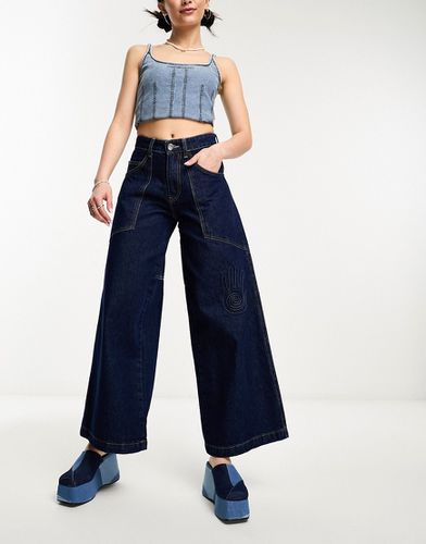 Jeans a fondo ampio scuro in rilievo - Basic Pleasure Mode - Modalova