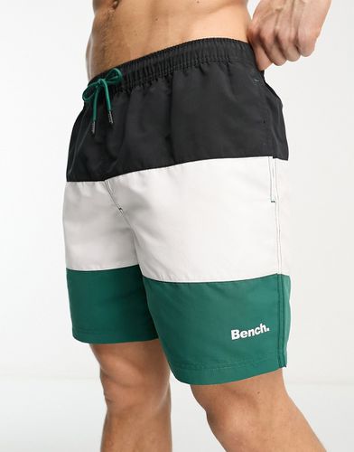 Pantaloncini da bagno taglio lungo color block nero, bianco e - Bench - Modalova