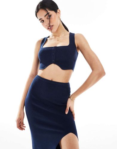 Top d'ensemble en maille avec encolure carrée - marine - Bershka - Modalova