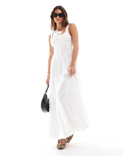 Vestito lungo stile milkmaid in cotone - Bershka - Modalova