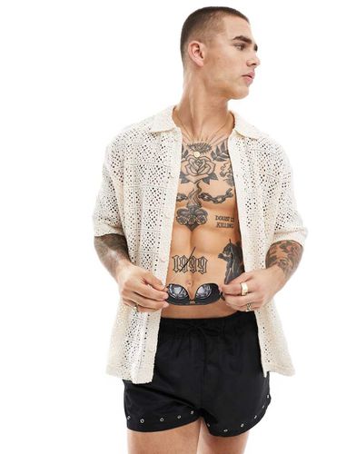 Camicia all'uncinetto écru a fantasia - Bershka - Modalova