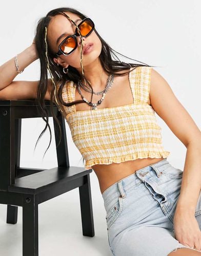 Crop top arricciato a quadretti in coordinato - Bershka - Modalova