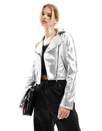 Giacca biker color metallizzato - Bershka - Modalova