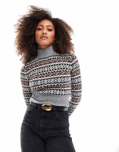 Maglione accollato con motivo Fair Isle - Bershka - Modalova