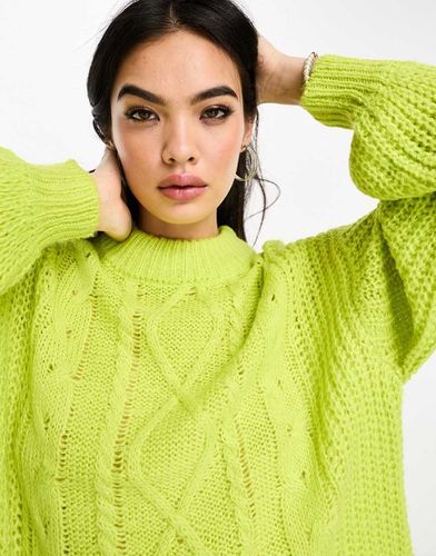 Tokyo - Maglione color lime lavorato a trecce oversize - Brave Soul - Modalova