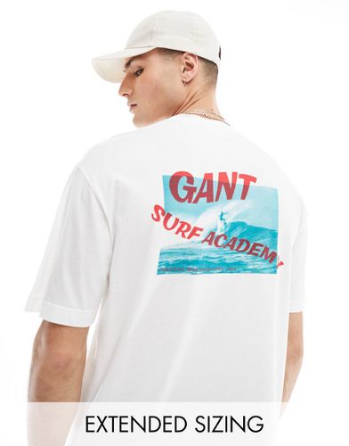 T-shirt bianca con logo e stampa sul retro a tema surf vestibilità comoda - Gant - Modalova