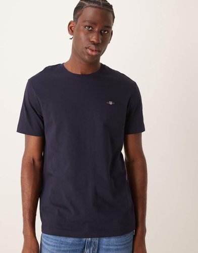 T-shirt navy con logo dello scudo - Gant - Modalova