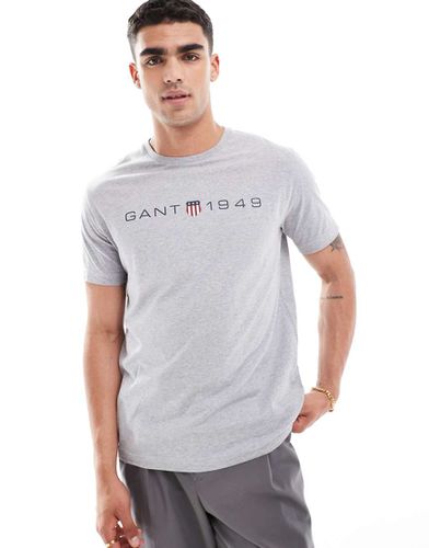 T-shirt mélange con logo a scudo stampato sul davanti - Gant - Modalova