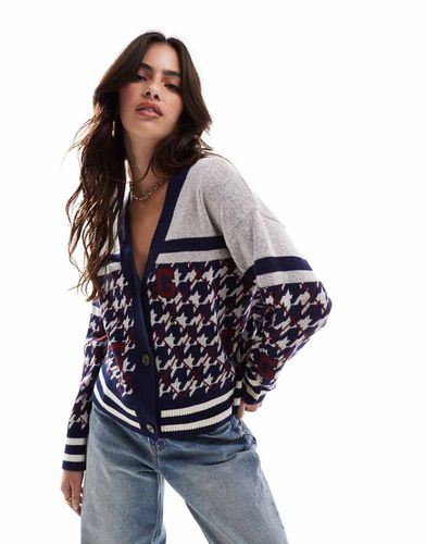 Cardigan in maglia con motivo pied de poule - Gant - Modalova