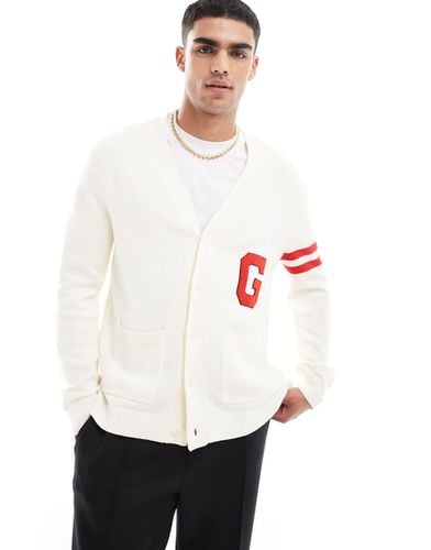 Cardigan in maglia crema stile college - Gant - Modalova