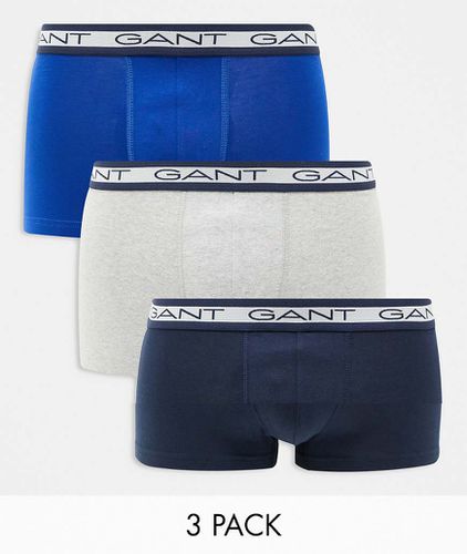 Confezione da 3 paia di boxer aderenti con fascia in vita con logo grigi/neri/blu - Gant - Modalova