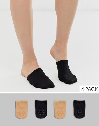 Confezione da 4 paia di calzini modello sabot neri e beige - Gipsy - Modalova