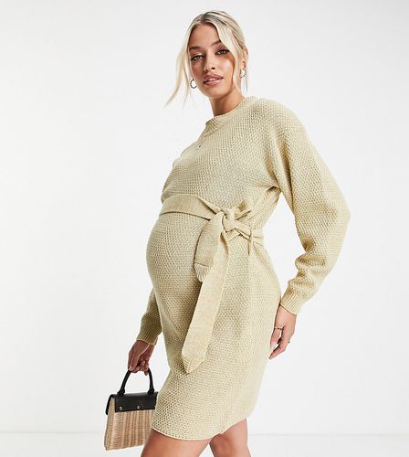 Glamorous Maternity - Vestito maglione in maglia spessa color avena con allacciatura in vita - Glamorous Bloom - Modalova