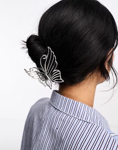 Fermaglio per capelli in metallo argentato a forma di farfalla - Glamorous - Modalova