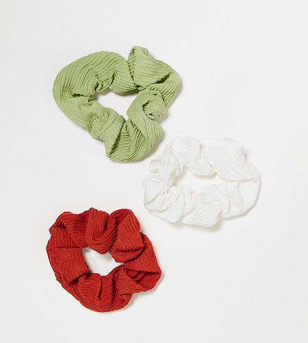Confezione da 3 elastici plissé verde, rosso e - DesignB London - Modalova