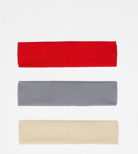 Confezione da 3 fasce per capelli beige, grigia e rossa - DesignB London - Modalova