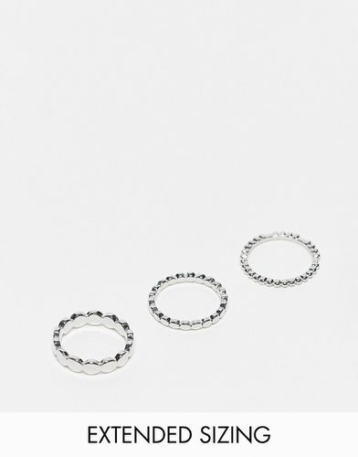 Confezione di 3 anelli argentati con sfere - DesignB London - Modalova