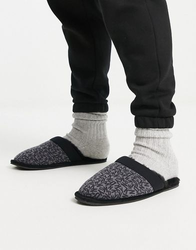 Pantofole stile sabot nere e grigie con logo - DKNY - Modalova