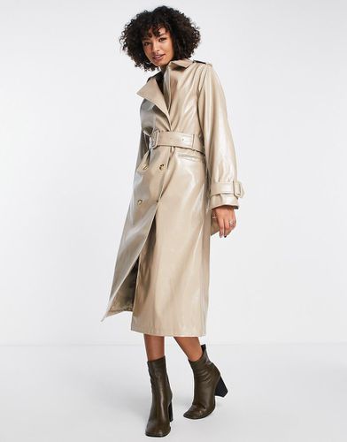 Trench in similpelle PU beige con cintura - Edited - Modalova