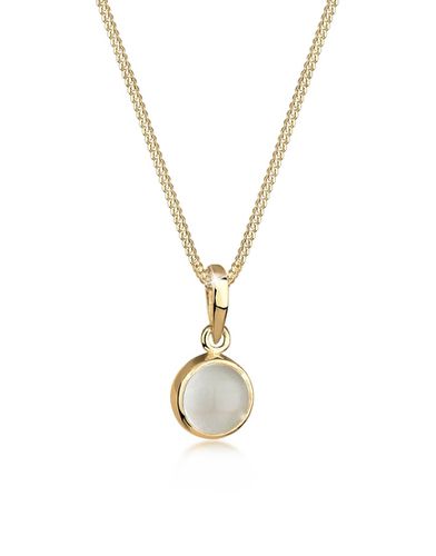 Ladies - Collana in argento sterling 925 dorato con pendente rotondo con pietra lunare - Elli - Modalova