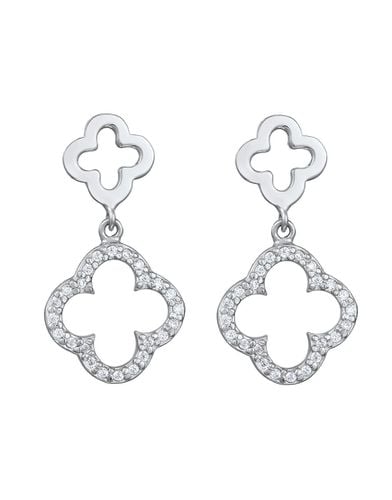 Orecchini a bottone da sera in sterling 925 a forma di quadrifoglio con zirconia cubica con taglio a diamante - Elli - Modalova