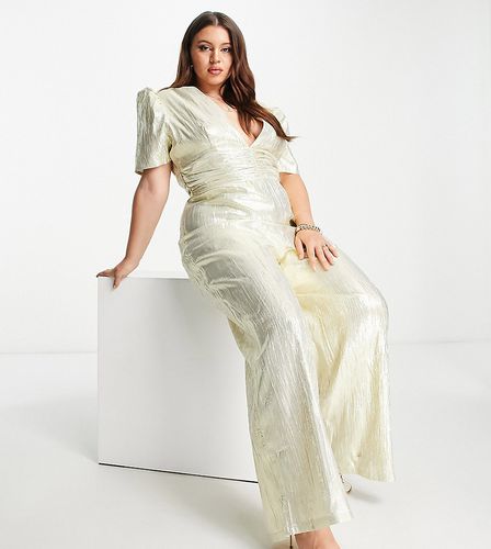 Esclusiva - Tuta jumpsuit con fondo ampio color champagne con volant - Collective the Label Curve - Modalova