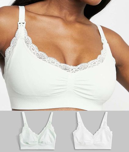 Esclusiva - Confezione da 2 reggiseni premaman per l'allattamento senza cuciture colore bianco e acqua - Lindex - Modalova