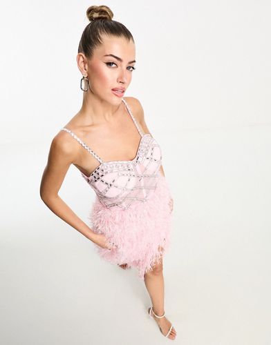 Esclusiva - Vestito midi rosa in pelle sintetica decorato - Starlet - Modalova