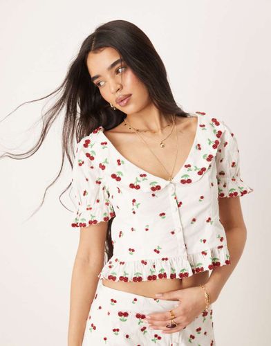 Beaded Cherries - Top d'ensemble - Blanc/rouge - For Love & Lemons - Modalova