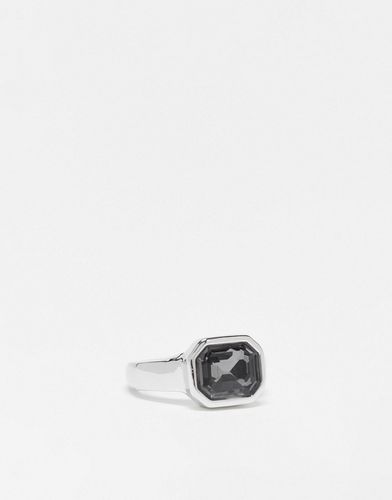 Anello argentato con sigillo con cristallo grigio - FADED FUTURE - Modalova