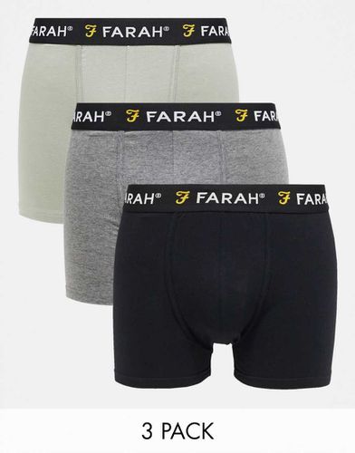 Confezione da 3 boxer neri, kaki e grigi - Farah - Modalova