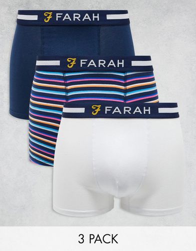 Confezione da 3 paia di boxer blu navy, bianchi e a righe multicolori - Farah - Modalova