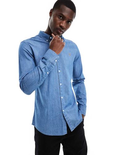 Brewer - Camicia slim fit a maniche lunghe in denim - Farah - Modalova