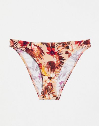 Slip bikini color visone con stampa di foglie - Figleaves - Modalova