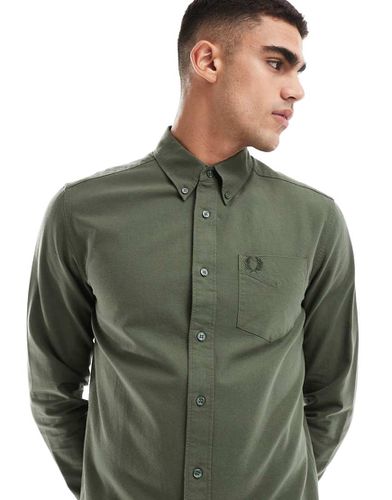 Camicia Oxford a maniche lunghe kaki - Fred Perry - Modalova