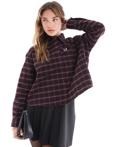 Camicia corta oversize rossa e nera a quadri - Fred Perry - Modalova