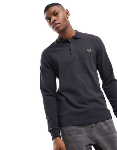 Polo a maniche lunghe antracite tinta unita - Fred Perry - Modalova