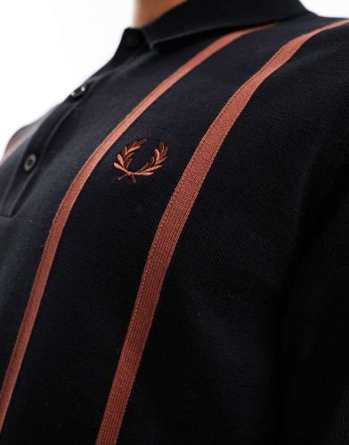 Polo in maglia nera a righe verticali - Fred Perry - Modalova